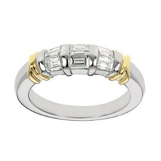 Platinum and 18k Tapered Baguette Diamond Band (G H/VS, 3/4 ct. tw.) Jewelry