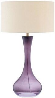 Contemporary Purple Glass Base Fabric Shade Table Lamp    