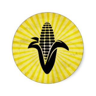 Corn on the Cob; Yellow Round Stickers
