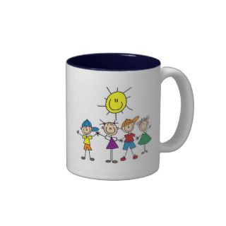 Hand in Hand Stick Figure Kids Tshirts and Gifts Mugs