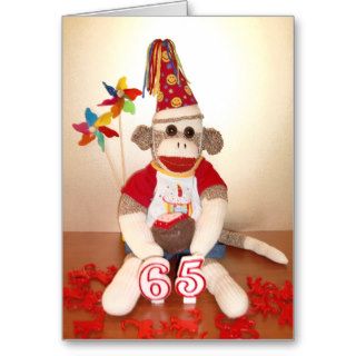 Ernie the Sock Monkey 65th Birthday Card