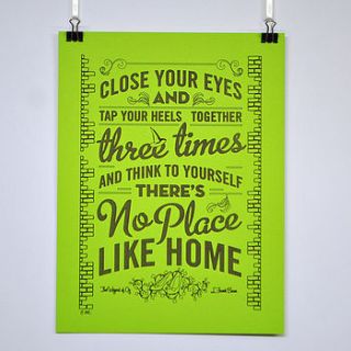 'no place like home' wizard of oz poster by chatty nora