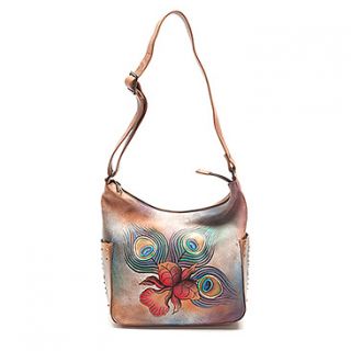 Anuschka Large Hobo with Side Pockets  Women's   Premium Peacock Flower