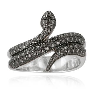 DB Designs Silvertone Black Diamond Accent Snake Ring DB Designs Diamond Rings