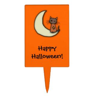 Happy Halloween Kitty & Moon Cake Toppers