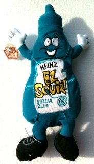 HEINZ KETCHUP Advertising Plush Embroidered EZ SQUIRT Beanie Baby STELLAR BLUE (9" Tall)  Grocery & Gourmet Food