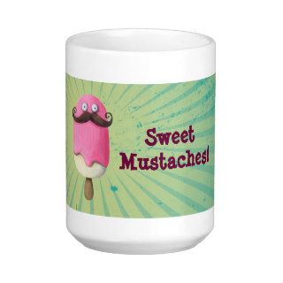 Pink Ice Cream with Mustaches Coffee Mugs