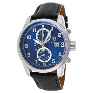 S. Coifman Men's SC0304 Chronograph Blue Dial Black Leather Watch at  Men's Watch store.