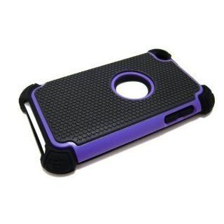 HJX Purple 3in1 Triple layer Hybrid Rugged Rubber Matte Hard Soft Gel Case Cover for Apple iPod Touch 4 / iTouch 4th Generation Cell Phones & Accessories