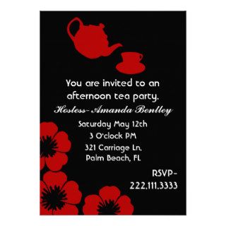 Stunning Black and Red Tea Party Invitation