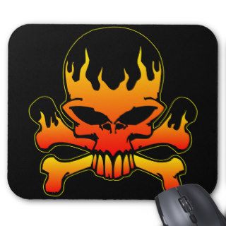 Black Tattoo Flame Skull Mouse Pads