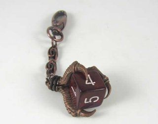 Dragon Claw Dice Holder Keychain Old Copper d6  Key Tags And Chains 
