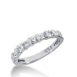 14k Gold Diamond Anniversary Wedding Ring 5 Round Brilliant, 4 Straight Baguette Diamonds 0.72 ctw. 321WR141414K Wedding Bands Wholesale Jewelry