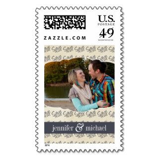 Blue Gray Save the Date Words Modern Photo Stamps