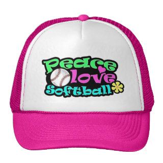 Peace, Love, Softball Mesh Hat