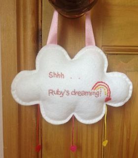 shhh im dreaming personalised door hanger by the house of jam and weasel