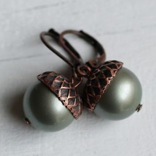 grey acorn earrings by silk purse, sow's ear