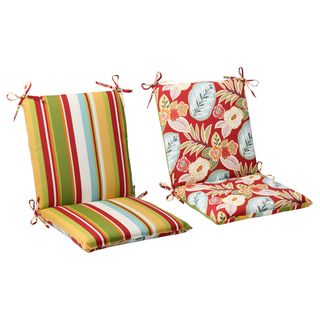 Pillow Perfect Outdoor Marlow/McCoury Reversible Squared Chair Cushion in Beachside Pillow Perfect Outdoor Cushions & Pillows
