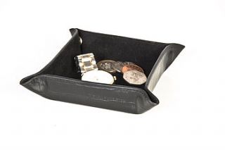 leather snap tray by dark olive green
