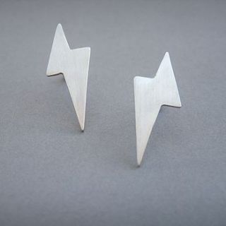 silver flash lightning earrings by bbel