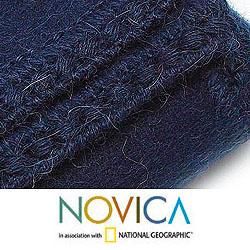 Alpaca Blend 'Ocean Blue' Blanket Twin size (Peru) Novica Throws