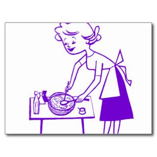 Vintage Kitsch Sixties TV Cooking Mom Cartoon Postcards