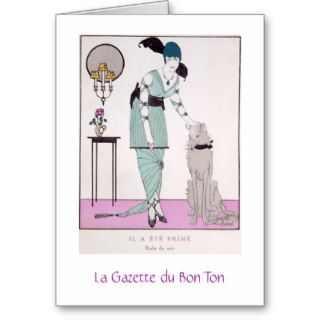 French Woman & Dog, Greeting Card