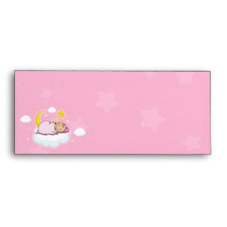 #10 Sleeping Baby Girl Pink Baby Shower Envelopes