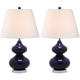Eva Double Gourd Glass Navy 1 light Table Lamps (Set of 2) Safavieh Lamp Sets
