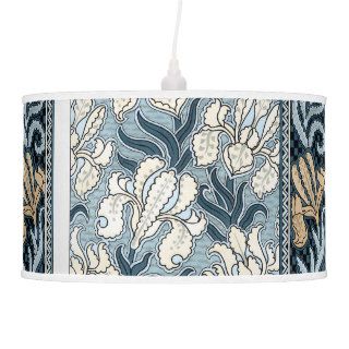 Navy Gray Tan Mid Century Modern Pattern Ceiling Lamp