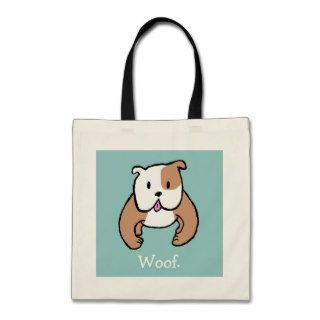 Cute cartoon bulldog saying woof tote bag