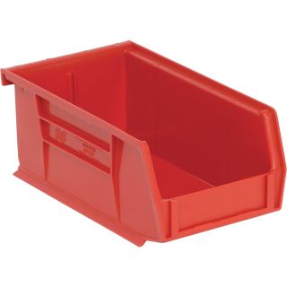 Quantum Storage Heavy Duty Stacking Bins — 7 3/8in. x 4 1/8in. x 3in. Size, Red, Carton of 24  Ultra Stack   Hang Bins