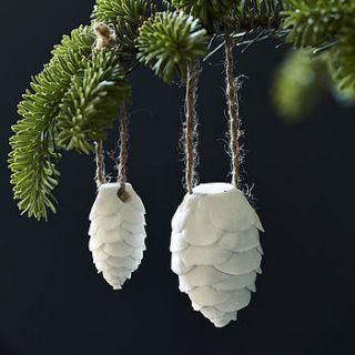 elvie mini ceramic pinecones, set of six by rowen & wren