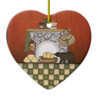 Rustic Lodge Country Cabin Christmas with Bear Ornament
