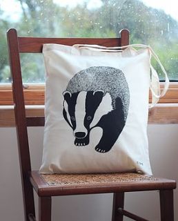badger print tote bag by bird