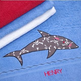 personalised blue swimming towel by jolly fine