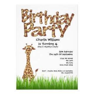 Giraffe Birthday Party Personalized Announcements