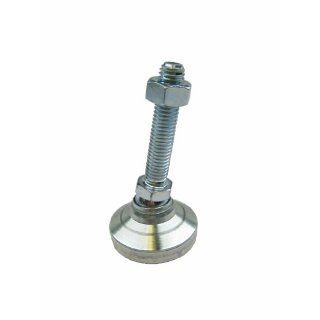 J.W. Winco 10N50M82/DN Series GN 343.2 Carbon Steel Threaded Stud Type Leveling Mount with Plastic Cap, Zinc Plated Finish, Metric Size, M10 x 1.5 Thread Size, 40mm Base Diameter, 50mm Thread Length Vibration Damping Mounts