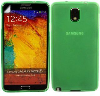 Gel Case Cover Skin And LCD Screen Protector For Samsung Galaxy Note 3 N9000 / Green Cell Phones & Accessories