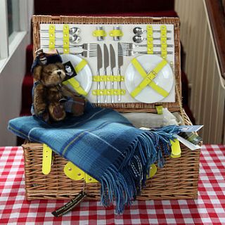 picnic hamper with ryder cup 2014 tartan rug by jones and jones of berwick upon tweed
