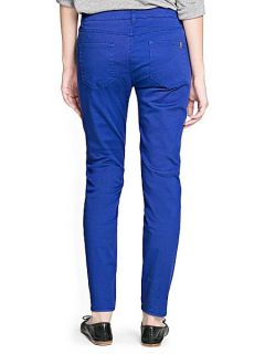 Mango Slim fit cotton trousers Blue