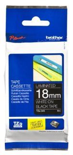 Brother Laminated Tape White on Black, 18mm (TZe345)   Retail Packaging