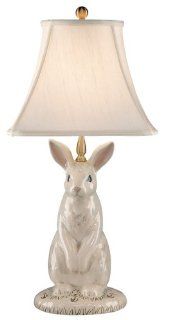 Wildwood Hand Painted Porcelain Dignified Rabbit Table Lamp   Indoor Figurine Lamps  