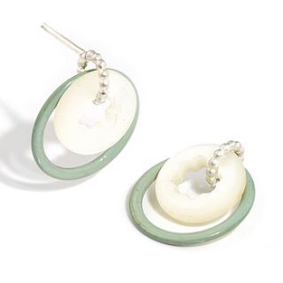 silver & mother of pearl button stud earrings by alison macleod