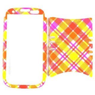 Cell Armor I747 RSNAP TE337 Rocker Snap On Case for Samsung Galaxy S3 I747   Retail Packaging   Pink and Yellow Plaid Cell Phones & Accessories
