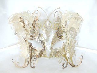 Bellini Gatti Gold Butterfly Laser Cut Metal Venetian Masquerade Mask Swarovski Crystals   Decorative Masks
