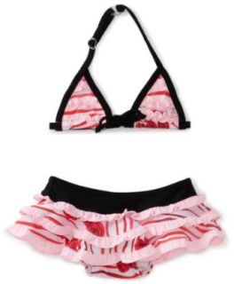 Floatimini Baby Girls Infant Rose Print Bikini Swimwear, Red, 6 12 Months Infant And Toddler Swimwear Bikini Sets Clothing