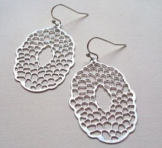 silver honeycomb earrings by a box for my treasure