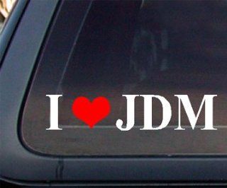 I Love JDM w/ RED Heart Car Decal / Sticker   White & Red Automotive