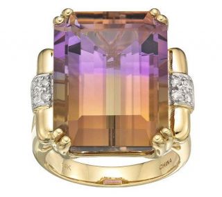 20 ct Ametrine and Diamond Accent Ring, 14K Yellow Gold —